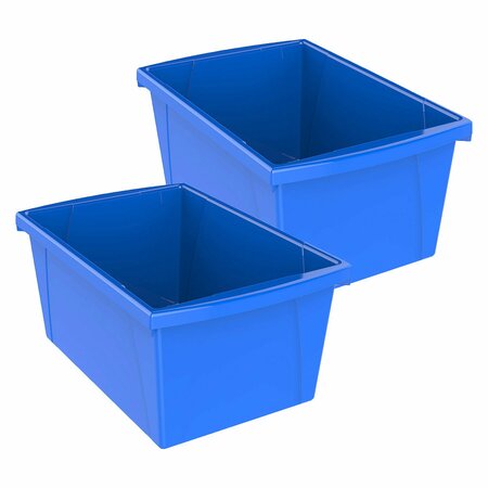 STOREX Classroom Storage Bin, 5.5 Gallon, Blue, 2PK 61482U06C